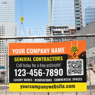 Banderoles Code QR de l'entreprise de construction Orange Pro
