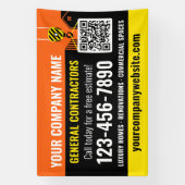 Banderoles Code QR de l'entreprise de construction Orange Pro (Verticale)