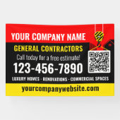 Banderoles Code QR de l'entreprise de construction rouge prom (Horizontal)