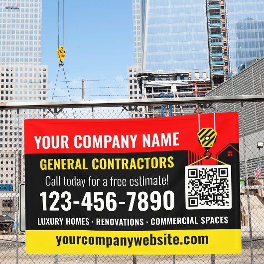 Banderoles Code QR de l'entreprise de construction rouge prom