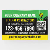 Banderoles Code QR de l'entreprise de construction Vert Promo (Horizontal)