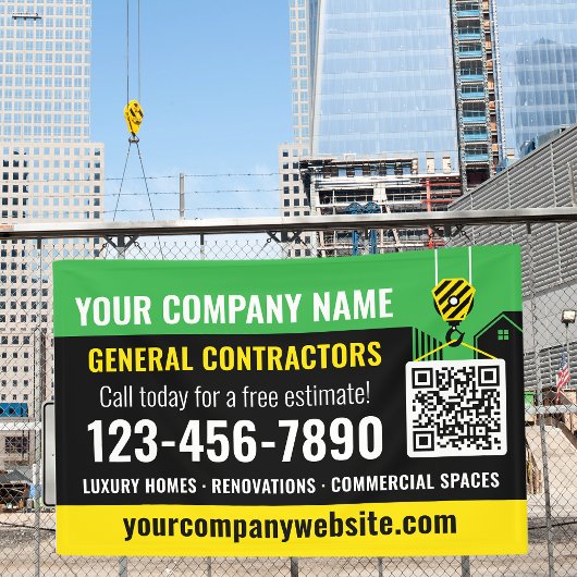 Banderoles Code QR de l'entreprise de construction Vert Promo