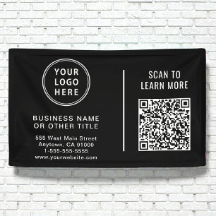 Banderoles Code QR de logo commercial promotionnel noir