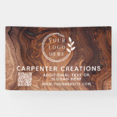 Banderoles Code QR de logo de menuiserie en bois moderne élég (Horizontal)