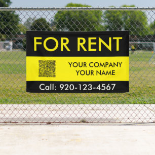 Banderoles Code QR de vente immobilière personnalisé noir jau