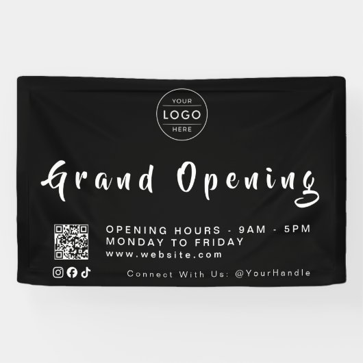 Banderoles Code QR d'ouverture moderne personnalisé avec logo (Horizontal)