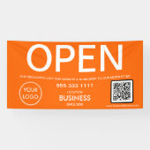Banderoles Code QR du logo d'entreprise orange moderne ouvert (Horizontal)