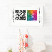 Banderoles Code QR Élégant Logo d'entreprise moderne ici vert (En situation)