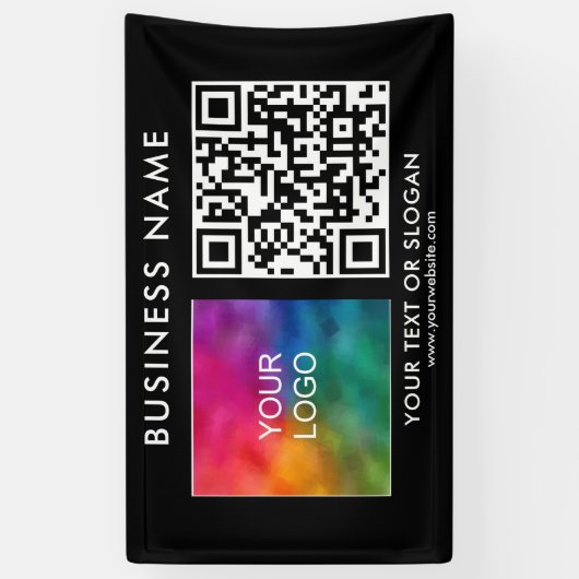 Banderoles Code QR élégant Noir moderne Nom d'entreprise Logo (Vertical)