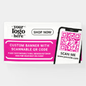 Banderoles Code QR Logo de l'entreprise Hot Pink Vinyl intéri (Horizontal)