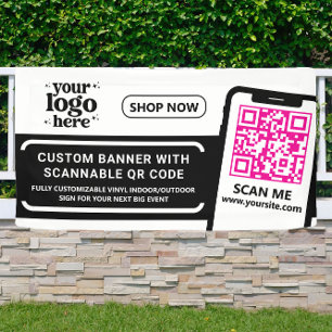 Banderoles Code QR Logo de l'entreprise Hot Pink Vinyl intéri