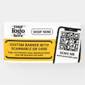 Banderoles Code QR Logo de l'entreprise Jaune Vinyle extérieu (Horizontal)