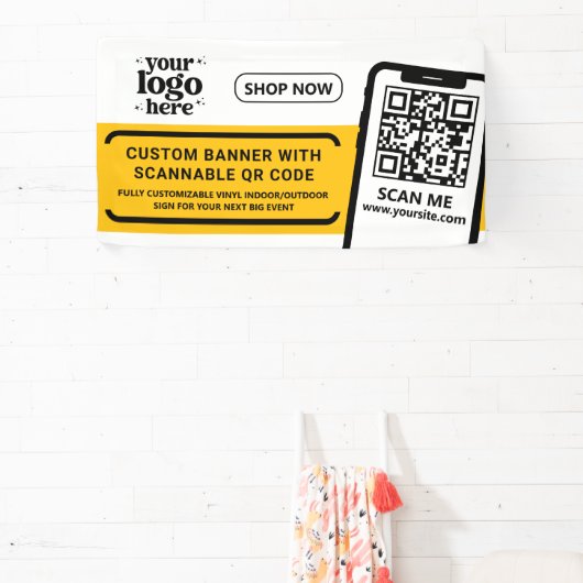 Banderoles Code QR Logo de l'entreprise Jaune Vinyle extérieu (Insitu)