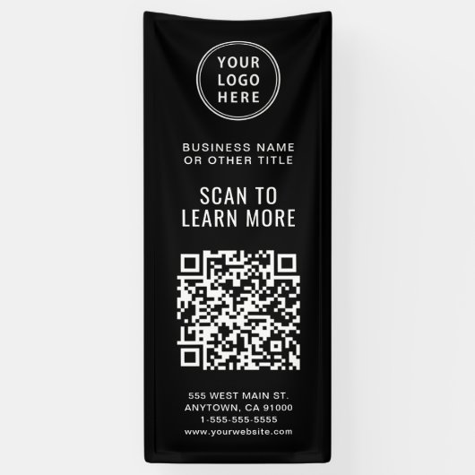 Banderoles Code QR Logo d'entreprise Noir (Vertical)