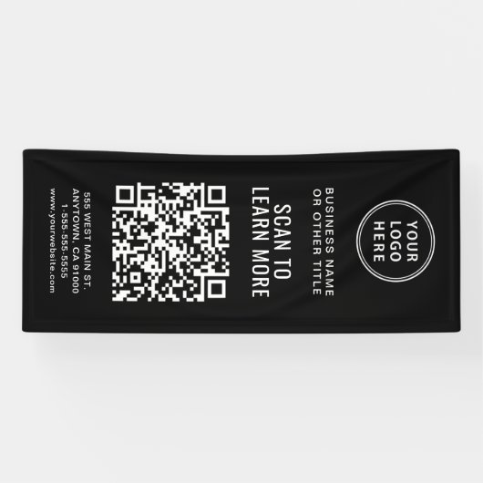 Banderoles Code QR Logo d'entreprise Noir (Horizontal)