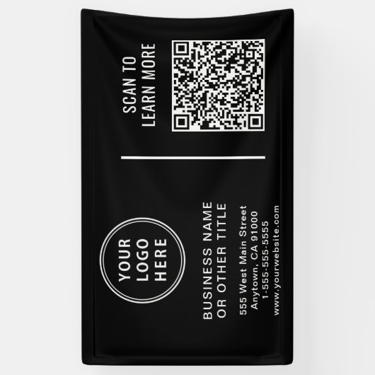 Banderoles Code QR Logo d'entreprise noir (Vertical)