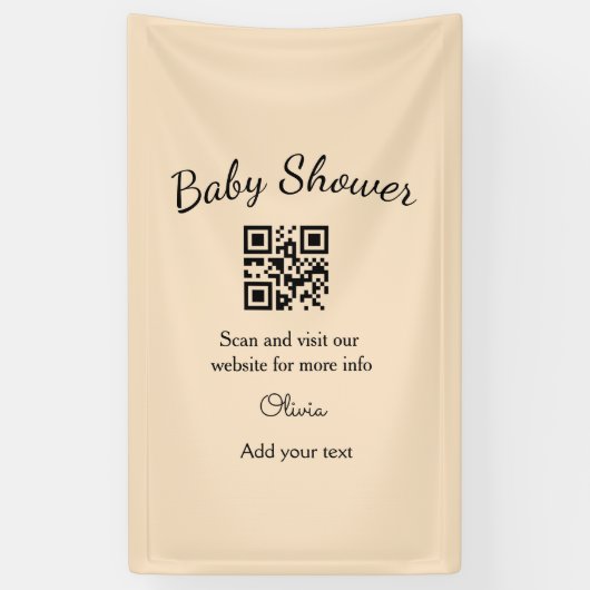 Banderoles Code QR simple pour baby shower avec nom et texte (Vertical)