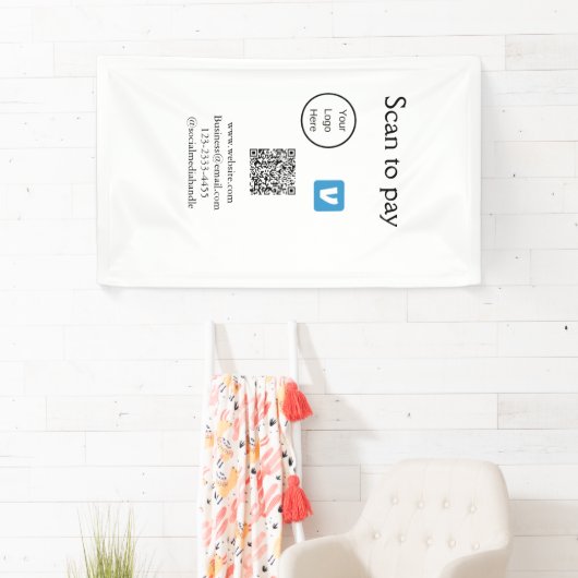 Banderoles Code QR venmo scan pour payer ajouter logo médias (En situation)