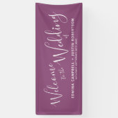 Banderoles Cœur blanc de mariage texte écriture violet bienve (Vertical)