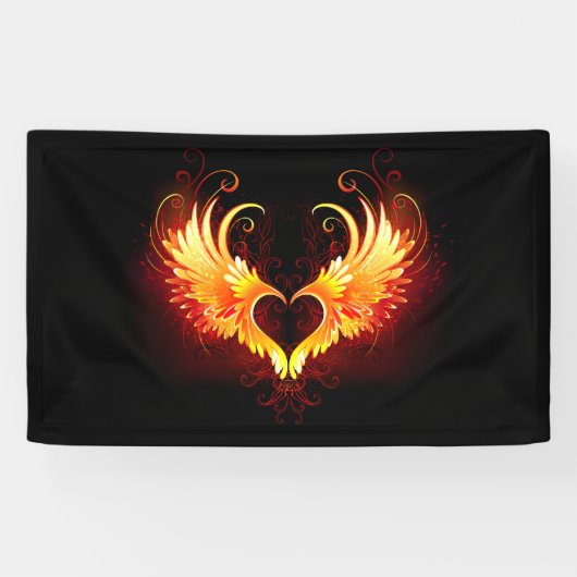 Banderoles Coeur de feu ange avec ailes (Horizontal)