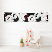 Banderoles Coeur d'Halloween avec ailes de chauve-souris noir (En situation)