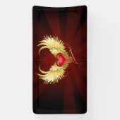 Banderoles Coeur rouge avec ailes d'or (Verticale)