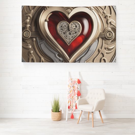 Banderoles Coeur Steampunk - Amour mécanique complexe (Insitu)