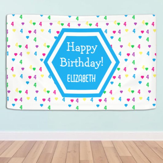 Banderoles Coeurs arc-en-ciel 4e anniversaire