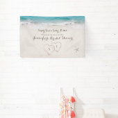 Banderoles Coeurs dans la plage de sable douche nuptiale accu (Insitu)