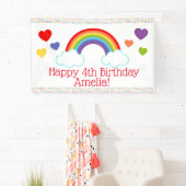Banderoles Coeurs et points arc-en-ciel Filles Anniversaire (En situation)