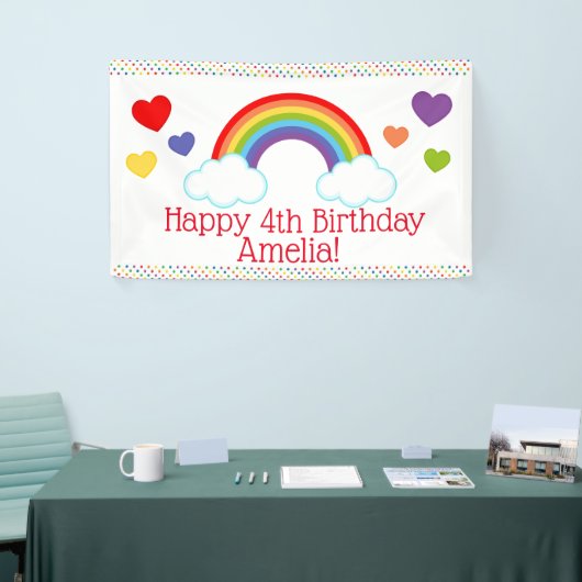 Banderoles Coeurs et points arc-en-ciel Filles Anniversaire (Salon professionnel)