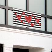 Banderoles Coeurs et rayures rouges d'aquarelle (Bâtiment extérieur)