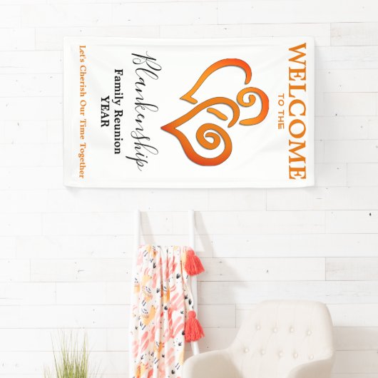 Banderoles Coeurs liés Famille Réunion Vertical Personnalisé (En situation)