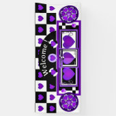 Banderoles Coeurs violets B&W battants (Vertical)