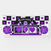 Banderoles Coeurs violets B&W battants (Horizontal)