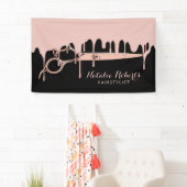 Banderoles Coiffeur Rose Gold Drips Ciseaux Salon de Beauté (En situation)