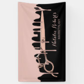 Banderoles Coiffeur Rose Gold Drips Ciseaux Salon de Beauté (Vertical)