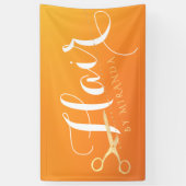 Banderoles Coiffeur Salon de maquillage Chic Orange Ciseaux o (Vertical)