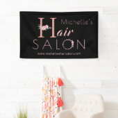 Banderoles Coiffeur styliste nom rose parties scintillant flo (En situation)