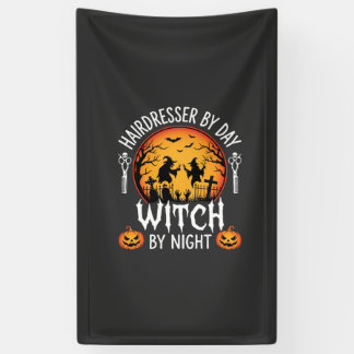 Banderoles Coiffeuse Halloween le jour, sorcière la nuit
