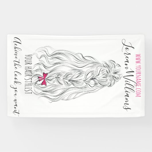 Banderoles Coiffure moderne Noir Blanc Vave Cheveux Rose Bow (Horizontal)