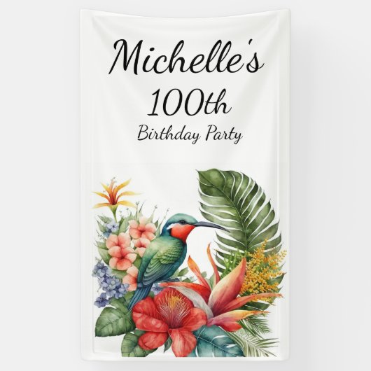 Banderoles Colibri floral tropical 100e anniversaire (Vertical)
