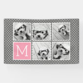 Banderoles Collage de 5 photos de monogramme gris et rose pou (Horizontal)