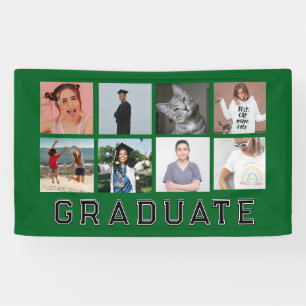 Banderoles Collage de fin d'études personnalisé vert avec 8 p