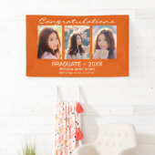 Banderoles Collage de photos de 3e année Orange blanc Script  (En situation)