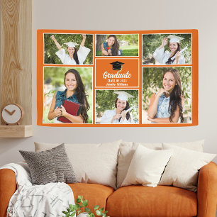 Banderoles Collage de photos de diplômé Orange Fête de fin d'