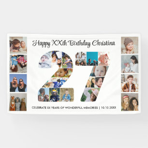 Banderoles Collage de photos numéro 27 pour fête d'anniversai