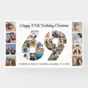 Banderoles Collage de photos numéro 69 pour la 69e fête d'ann