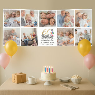 Banderoles Collage de photos pour les 60 ans avec typographie
