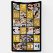 Banderoles Collage photo personnalisé 60 ans Noir Or (Vertical)